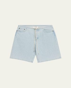 Still Here Cool Drawstring Denim Shorts - Blue