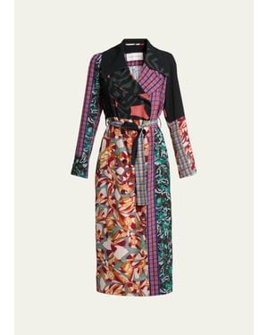 Dries Van Noten Rolano Patchwork Double-Breasted Trench Coat - White