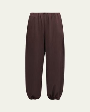 Vince Mid-Rise Plissé Satin Bubble Pants - Brown