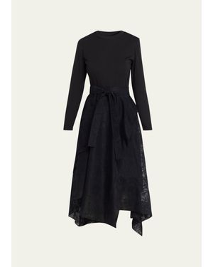 3.1 Phillip Lim Combo Long-Sleeve T-Shirt & Organza Midi Dress - Blue