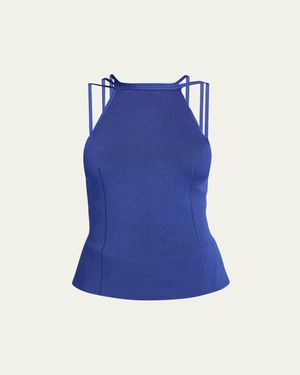 Giorgio Armani High-Neck Strappy Tank Top - Blue