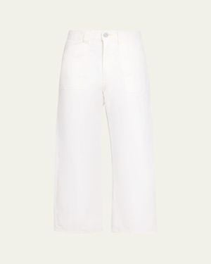Moussy Gusset Cargo Ankle Jeans - White