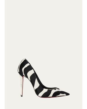 Christian Louboutin 100Mm La Pigalle Zebra Calf Hair Pumps - White