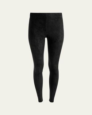 Alice + Olivia Lennox Mid-Rise Suede Leggings - Black