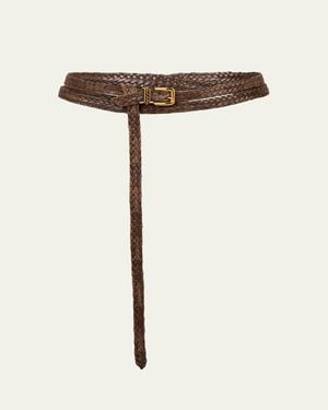 Etro Woven Double-Wrap Leather Belt - Natural