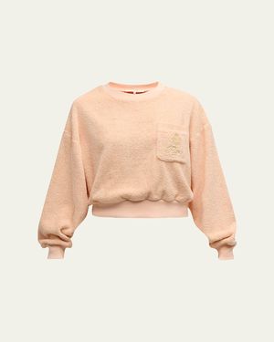 FRAME x Ritz Paris Cropped Cotton-Terry Sweatshirt - Natural