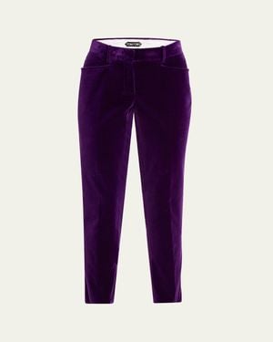 Tom Ford Velvet Slim-Leg Ankle Cigarette Pants - Purple