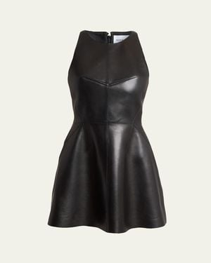 Givenchy Racerback Mini Leather Dress - Black