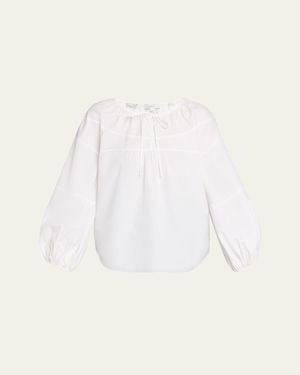 Vince Shirred Long-Sleeve Top - Natural