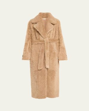 UTZON Can Long Shearling Coat - Natural