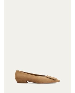 Roger Vivier Belle Vivier 25Mm Suede Ballerina Flats - Natural