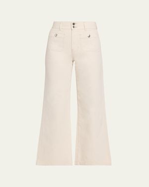 Veronica Beard Taylor High-Rise Wide-Leg Jeans - Natural