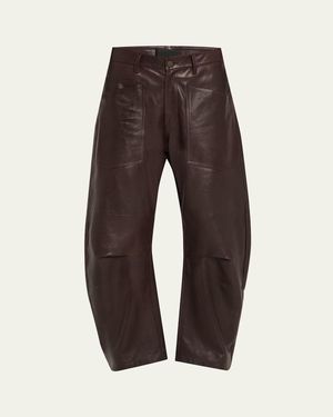 Nili Lotan Shon Barrel Leather Pants - Gray