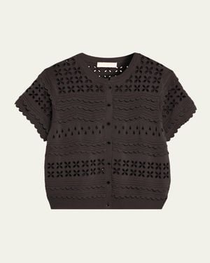 Ulla Johnson Abriana Eyelet Cropped Cardigan - Black