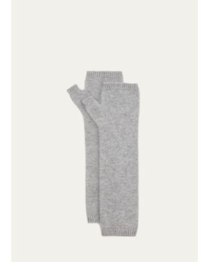 Fleurette Brushed Cashmere Fingerless Gloves - Gray