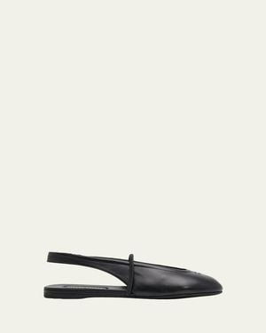 Miu Miu Leather Slingback Mary Jane Ballerina Flats - White