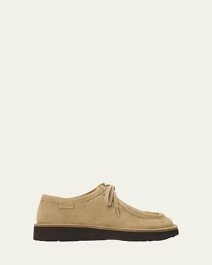 Loewe Faro Suede Lace-Up Derby Shoes - Natural