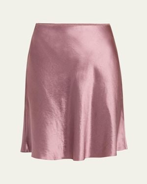 Vince Short Pull-On Satin Slip Skirt - Pink