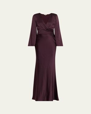 L'Agence Manon Surplice Satin Maxi Dress - Purple