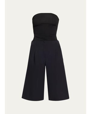 Christopher Esber Redux Strapless Jersey & Wool Bermuda Jumpsuit - Blue