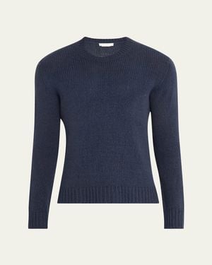 The Row Laing Silk Knit Crewneck Sweater - Blue