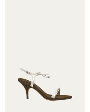 Chloé 80Mm Zia Embellished Mixed Leather Sandals - White