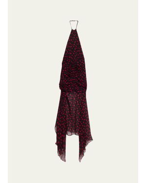 Ronny Kobo Lovisa Polka Dot Halter Dress - Purple
