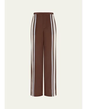 SIR. Marais Striped Silk Crepe Pants - Brown