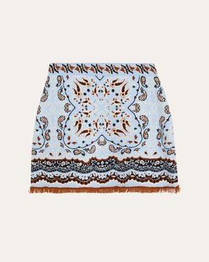 Cara Cara Lindy Jacquard Knit Wool-Blend Mini Skirt - Blue