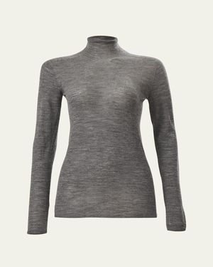 Carolina Herrera Wool Sheer Knit Turtleneck - Gray