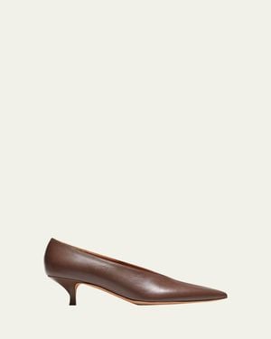 Emme Parsons Veneto Leather Kitten-Heel Pumps - Brown