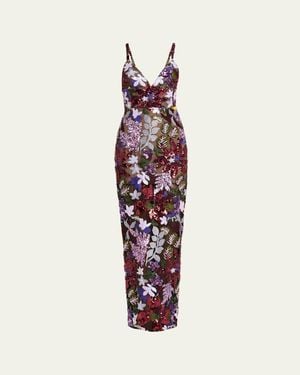 Bronx and Banco Allegra Sequin Floral-Embroidered Column Gown - Multicolor