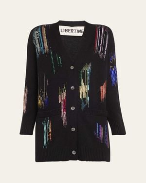 Libertine Fwb Oversized Cardigan With Crystal Detail - Black