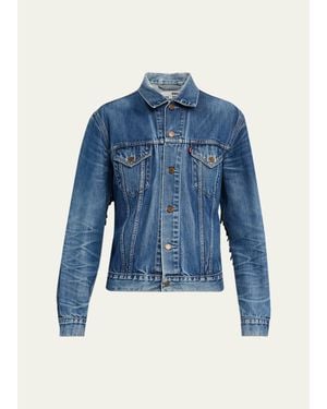 RE/DONE Levi's Denim Fringe Trucker Jacket - Blue