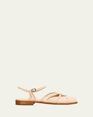 Hereu Ranya Braided Suede Sandals - Natural