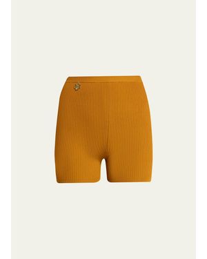 Saint Laurent Rib-Knit Cycling Shorts - Yellow