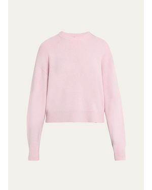 Theory Cashmere Cropped Crewneck Sweater - Pink