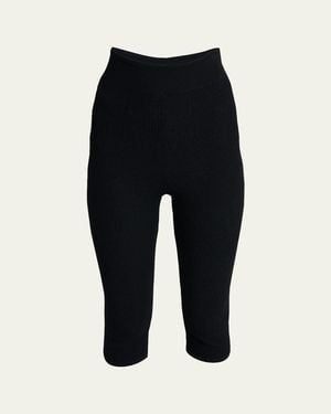 Chloé Honeycomb Stretch Knit Skinny-Leg Capri Pants - Black