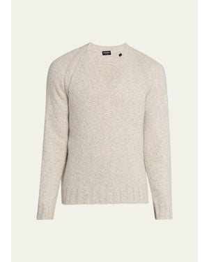 ZEGNA Cashmere And Wool Chunky Knit V-Neck Sweater - White