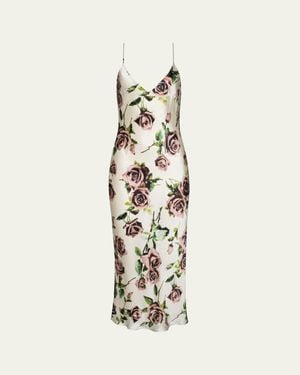 L'Agence Seridie Silk Floral Slip Dress - White