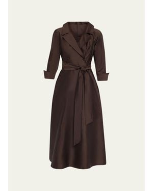 Teri Jon Taffeta Shirtwaist Gown - Brown