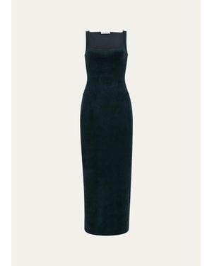 Alaïa Sleeveless Velvet Bodycon Midi Dress - Blue