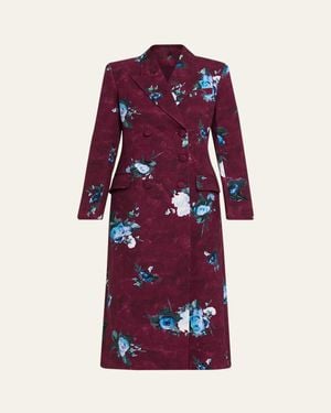 Erdem Floral Double-Breasted Long Tailored Coat