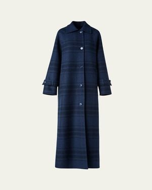 Akris Estelle Double-Face Wool Maxi Coat - Blue
