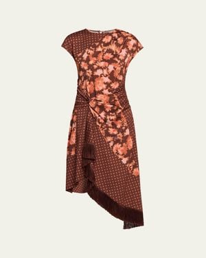 3.1 Phillip Lim Desert Flower Asymmetric Twill Midi Dress - Red