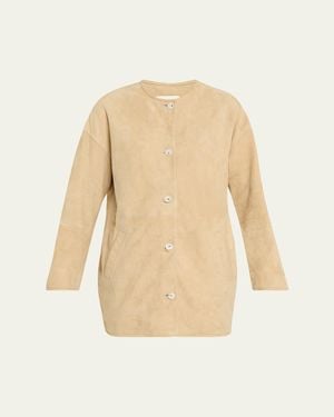 Loulou de Saison Waren Suede Collarless Jacket - Natural