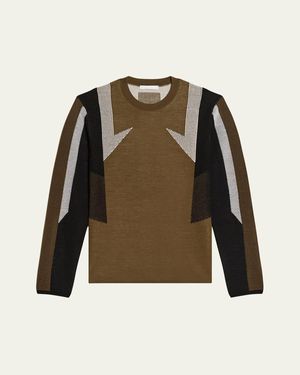 Helmut Lang Wool Mesh Paneled Sweater - Green