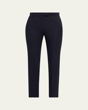 McQueen Mid-Rise Wool Slim-Leg Ankle Pants - Blue