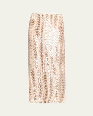 Zankov Sequined Silk Maxi Skirt - Natural