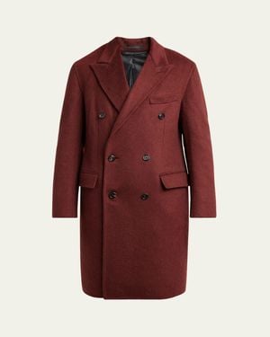 Brioni Double-Breasted Cashmere Coat - Red